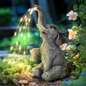 K[fCgLED\[[Cg \[[p[ GIGALUMI Elephant Statue Solar Garden Decor LED Light Strings, Birthday Gifts for Women, Gifts for Mom, Outdoor Elephant Decor for Garden, Patio, Yard(Stay On Mode Only) ysAi