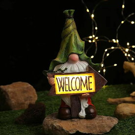 ガーデンライトLEDソーラーライト ソーラーパワー Generic 13.2” Solar Gnomes Garden Statues, Outdoor Gnomes Decorations for Yard, Garden Gnomes Outdoor Solar Light, Funny Gnomes hehind Welcome Board 【並行輸入品】