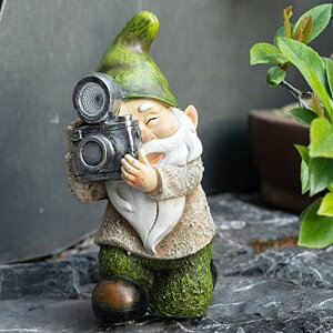 K[fCgLED\[[Cg \[[p[ EPTUEGA Garden Gnome Statue Outdoor Decor with Solar LED lamp-Garden GnomesPhotography Pose gnome Statue for Garden Yard Patio Lawn Decorations,Gnome Gifts - 9.05" D 5.7" W4.72 H ys