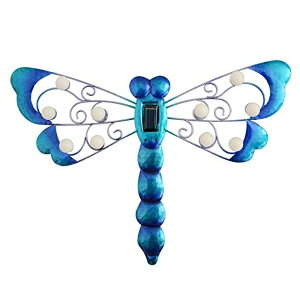 �K�[�f�����C�gLED�\�[���[���C�g �\�[���[�p���[ BVLFOOK Metal Dragonfly Solar Lighted Wall Art D?cor, Outdoor Dragonfly Garden D?cor, Dragonfly Yard Art Dragonfly Sculpture Lamp for Fence Patio �y���s�A���i�z