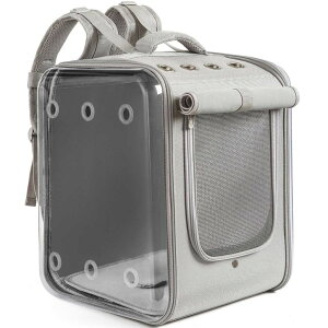 �C���R ���� �o�[�h �g���x���L�����A�[ Petseek Cat Backpack Carrier Large Pet Backpack Carrier, 17lbs Load-Bearing Ventilated Design Dog Backpack Carrier for Small Dogs, Sturdy Cat Bubble Backpack for Travel, Hiking & Outdoor Use, G �y��