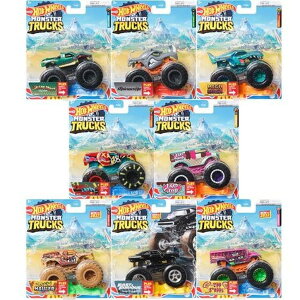 �z�b�g�E�B�[�� �����X�^�[�g���b�N Hot Wheels Monster Trucks Connect and Crash Car Complete Set of 8 Diecast Vehicles with Mega Wrex, Too S'cool, Charger, Demo Derby, Rhinomite and More from FYJ44-996D �y���s�A���i�z