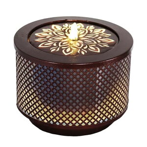 K[f  CeA u^  ̃IuWF EH[^[tH[t@Ee Sunnydaze Metal Cylinder Bubbler Outdoor Water Fountain - 11.75-Inch - Features LED Lights and Repeating Diamonds Pattern ys