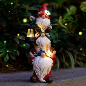 ガーデンライトLEDソーラーライト ソーラーパワー twinbling Garden Gnome Statue with Solar Lights Large Garden Sculptures Funny Triple Gnome Outdoor Patio Lawn Yard Decor,Gifts for Women,12 in 【並行輸入品】