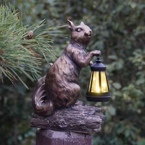 �K�[�f�����C�gLED�\�[���[���C�g �\�[���[�p���[ DiliComing Solar Garden Decor Outdoor Statues - Resin Cute Animal Solar Powered LED Garden Light Porcelain Squirrel Decor Yard Decorations Outdoor 8.5 * 4.5 * 11.25 Inch �y���s�A���i