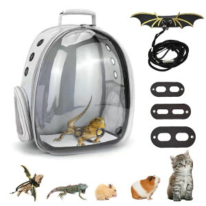 �C���R ���� �o�[�h �g���x���L�����A�[ CUTENNIOU Bearded Dragon Carrier with Harness and Leash Set Large Small Animal Carrier Backpack Bubble Window Portable Small Pet Carrier for Reptile Lizard Rabbit Bird Guinea Pig Cat Travel Wal �y��