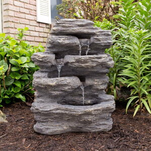 K[f  CeA u^  ̃IuWF EH[^[tH[t@Ee Outdoor Water Fountain With Cascading Waterfall, Natural Looking Stone and Soothing Sound for Decor on Lawn, Garden, and Patio By Pu