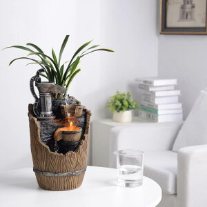   ̃IuWF e[ugbvt@Ee CeA Tolevoit Tabletop Fountains Relaxation Soothing Sound Waterfall Fountain with LED Lights Indoor Zen Relaxation for Office Home decorations Growing Plants to Puri
