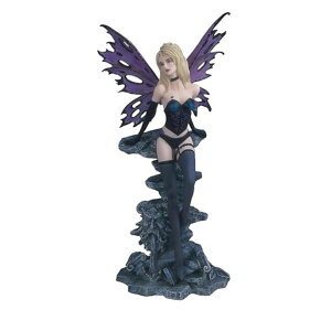   ̃IuWF e[ugbvt@Ee CeA ICE ARMOR 12" H Purple and Black Fairy with Gargoyle Fountain Statue Fantasy Decoration Figurine ysAiz