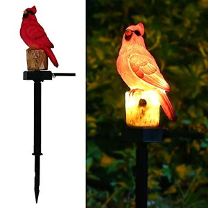 �K�[�f�����C�gLED�\�[���[���C�g �\�[���[�p���[ Juliahestia Cardinal Garden Decor Bird Figurine Solar Light Outdoor Stake Patio Yard Lawn Porch Cute Pathway Christmas Decorations Outside Gift Red �y���s�A���i�z