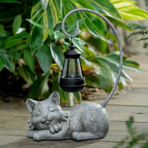 �K�[�f�����C�gLED�\�[���[���C�g �\�[���[�p���[ WSgift Outdoor Cat Figurine Garden Statue with Solar-Powered LED Light 13.77 Inches Tall Gift Garden Statue Decor for Cat Lovers Marbled �y���s�A���i�z