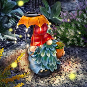 �K�[�f�����C�gLED�\�[���[���C�g �\�[���[�p���[ Solar Gnome Statue Garden Decoration, Waterproof Outdoor Statues Fairy Garden Accessories, Garden Sculptures with Umbrella Figurine Solar Lights Outdoor Gnome Gifts for Women, Housewar �y