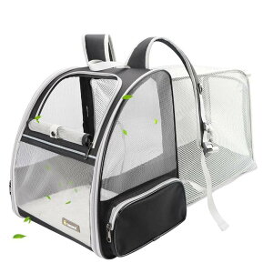 �C���R ���� �o�[�h �g���x���L�����A�[ Texsens Cat Backpack - Expandable Pet Carrier for Medium Cats and Small Dogs up to 17 lbs - Breathable, Collapsible & Soft Cat Travel Bag for Outdoor Hiking (Black) �y���s�A���i�z