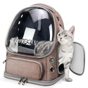 �C���R ���� �o�[�h �g���x���L�����A�[ Cawypety Cat Backpack Carrier, Breathable Cat Carrier Large Space Bubble Pet Backpack for Kitty Small Dog up to 15lbs, Transparent & Foldable Pet Carrier for Travel Hiking �y���s�A���i�z