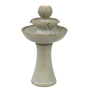 K[f  CeA u^  ̃IuWF EH[^[tH[t@Ee Sunnydaze Gentle Glow 26.5" H 2-Tier Ceramic Outdoor Fountain with LED Light - Tiered Water Feature with Electric Pump - Off-White 