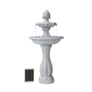 K[f  CeA u^  ̃IuWF EH[^[tH[t@Ee XBrand 44" Tall White Fiberglass/Resin 2-Tiered Solar Water Fountain w/Solar Panel and Auto-Shut Off Pump for Home Garden Yard Decor