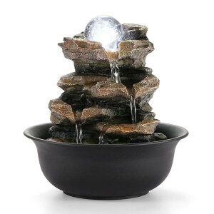 ��� ���� ��̃I�u�W�F �e�[�u���g�b�v�t�@�E���e�� �C���e���A���� WICHEMI Indoor Fountains Tabletop Fountain Waterfall Fountain Indoor Water Feature Stacked Rocks Feng Shui Zen Meditation Relaxation Desktop Fountain with LED Li