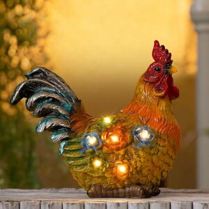 �K�[�f�����C�gLED�\�[���[���C�g �\�[���[�p���[ TAKE ME Garden Outdoor Decor Solar Light Chicken Rooster Decor Garden Statue Gifts for Chicken Lovers, Birthday Gifts for Women Outdoor Decor for Garden, Patio, Yard �y���s�A���i�z