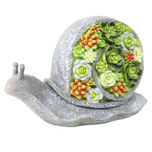 �K�[�f�����C�gLED�\�[���[���C�g �\�[���[�p���[ Ovewios Solar Garden Statues Snails Figurine with Succulent and LED Lights - Garden Snails Statues Decorations for Yard, Outside, Patio, Balcony - Gardening Housewarming Birthday Gifts �y