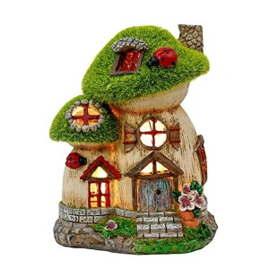 �K�[�f�����C�gLED�\�[���[���C�g �\�[���[�p���[ TERESA'S COLLECTIONS Mushroom Garden Statues with Outdoor Solar Light, Green Flocked Fall Decorations for Home, Fairy House Accessories Outdoor Fall Decor Yard Lawn Ornaments Gifts for �y