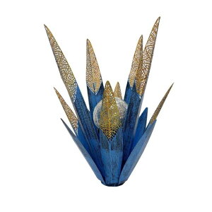�K�[�f�����C�gLED�\�[���[���C�g �\�[���[�p���[ Yaoemei Tequila Rustic Sculpture, Metal Agave Statues Garden Hand Painted Decor for Yard Lawn Patio, Home Outdoor Courtyard Decoration with Solar Light Hollowed Leaves, Ornament Gifts �y