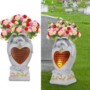 �K�[�f�����C�gLED�\�[���[���C�g �\�[���[�p���[ Angel Garden Statues Outdoor Decor,Cemetery vases for Grave,Decoration for Graves,Cemetery vase with led,Family Garden Memorial Statue Funeral Gift, Angels Solar Lights,Crying Angel (W �y