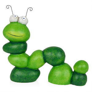 �K�[�f�����C�gLED�\�[���[���C�g �\�[���[�p���[ Alpine Corporation YEN608SLR Caterpillar Statue with Light-Up Eyes, Solar-Powered LED Caterpillar Garden Statue, 16 H, Green �y���s�A���i�z