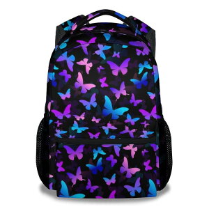 �C���R ���� �o�[�h �g���x���L�����A�[ Butterfly Backpack for Kids Girls, 16 Cute Cartoon Backpack for School, Purple Large Capacity Bookbag for Students, Backpack Gifts for Butterfly Lovers �y���s�A���i�z