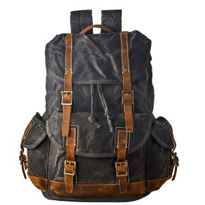�C���R ���� �o�[�h �g���x���L�����A�[ BRASS TACKS Leathercraft Heavy Duty Waxed Canvas Vintage Backpack for Men Women Trim Casual 15.6 laptop Bookbag Travel Rucksack Shoulder Rucksack for Travel �y���s�A���i�z