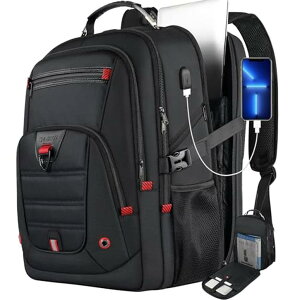 �C���R ���� �o�[�h �g���x���L�����A�[ Z-MGKISS Extra Large Travel Backpack, TSA Backpack 17.3 Inch, 50L Anti Theft 17 Inch Big Business Laptop Backpack for Men & Women, Water Resistant College Rucksack Bag with USB Port, Black �y���s�A