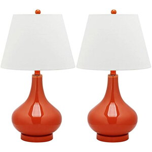 �T�t�@���B�� safavieh �e�[�u�������v �T�t�@�r�� �T�t�@���B�A SAFAVIEH Lighting Collection Amy Modern Contemporary Blood Orange Gourd Glass 24-inch Bedroom Living Room Home Office Desk Nightstand Table Lamp Set of 2 (LED Bulbs Inclu 