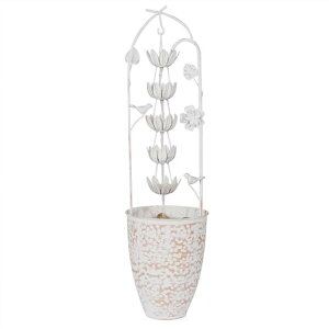 K[f  CeA u^  ̃IuWF EH[^[tH[t@Ee Alpine Corporation YHL866 Metal Rustic Fountain with Flower, Waterfall for Garden, Patio, & Lawn, 30" H, White ysAiz