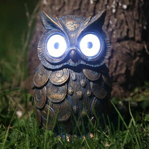 K[fCgLED\[[Cg \[[p[ A.F.N.A.L Owl Outdoor Statue with Solar Light Garden Decoration Gift for Patio, Backyard & Lawn, Owl Waterproof Resin Sculpture Ornament with Glowing Eyes, 7.5" H ysAiz