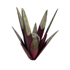 �K�[�f�����C�gLED�\�[���[���C�g �\�[���[�p���[ Yaoemei Tequila Rustic Sculpture, Metal Agave Statues Garden Hand Painted Decor for Yard Lawn Patio, Home Outdoor Courtyard Decoration with Solar Light Hollowed Leaves, Ornament Gifts �y