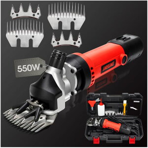 ƒ{poJ r AMYWMS Sheep Shears Electric 550W - Upgraded Professional Sheep Clippers Two Blades, 6 Speed Heavy Duty Livestock Haircut for Grooming Sheep Goats Large Dog Thick Coats Animals No Lubricant(Red) ysAiz
