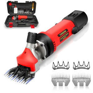 ƒ{poJ r PAT JUUMG 1000W Sheep Shears Electric Farm Livestock Haircut with 2 Blades Professional Animal Clippers 6 Speed Heavy Duty Electric for Thick Horses Sheep Alpacas Goats(Red) ysAiz