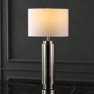 �T�t�@���B�� safavieh �e�[�u�������v �T�t�@�r�� �T�t�@���B�A SAFAVIEH Couture Lighting Collection Terry Modern Metal Pillar Nickel/White 30-inch Bedroom Living Room Home Office Desk Nightstand Table Lamp (LED Bulb Included) �y��