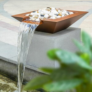 K[f  CeA u^  ̃IuWF EH[^[tH[t@Ee PONDO 20" Square Garden Water Bowl, Stainless Steel Spilling Water Feature for Outdoor Ponds, and Other Landscaped Areas (Antique Br