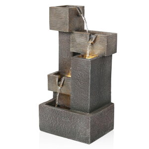 K[f  CeA u^  ̃IuWF EH[^[tH[t@Ee Alpine Corporation ZDQ110 Indoor/Outdoor Floor Multi-Tier Fountain w/LED Lights, Cascading Garden Water Fountain, 19" H, Gray y