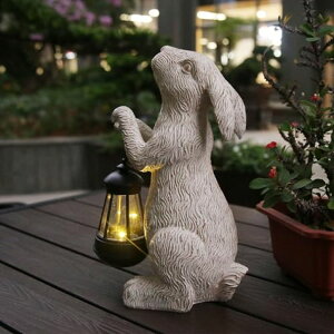 �K�[�f�����C�gLED�\�[���[���C�g �\�[���[�p���[ REYISO Garden Statues Rabbit with Solar Lights-Halloween Decor Clearance Bunny Figurine Outdoor Rabbit Decor for Lawn,Balcony-Yard Art Garden&Patio Decor,Unique Housewarming&Birthday G �y