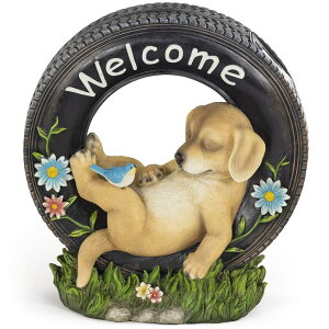 �K�[�f�����C�gLED�\�[���[���C�g �\�[���[�p���[ VP Home Chillaxing Welcome Puppy Dog Solar Powered LED Outdoor Decor Garden Light Outdoor Decor Garden Light Welcome Chillax Puppy Statues Outdoor Funny Figurine Decor for Outside Pati �y
