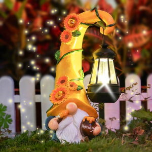 �K�[�f�����C�gLED�\�[���[���C�g �\�[���[�p���[ twinbling 12 Solar Gnome Garden Statues Outdoor Fall Decor with LED Lantern Outdoor Gnomes Fall Decorations for Home Patio Yard Bee Gifts for Women Mom �y���s�A���i�z