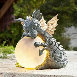 �K�[�f�����C�gLED�\�[���[���C�g �\�[���[�p���[ Teaeeno Solar Garden Outdoor Statue Dragon Holding Magic Orb with Solar LED Lights,Garden Dragon Figurines with LED Lights,Lawn Decor Outdoor Statue for Patio, Balcony,Yard Ornament,Ya �y