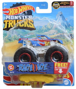 �z�b�g�E�B�[�� �����X�^�[�g���b�N Hot Wheels Monster Trucks Race Ace, [1:64 Scale die cast] Re-Cruashable 20/75 �y���s�A���i�z