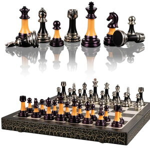 `FXZbg BIVOMON Chess Set 16" Wooden Foldable Black White Chess Board 3.5" Luxury Weighted Acrylic Chess Pieces with Storage Slots for Adults Children Gift Large ysAiz