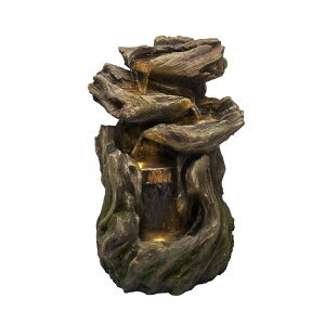 K[f  CeA u^  ̃IuWF EH[^[tH[t@Ee Alpine Corporation WIN1118 Indoor Floor Rainforest Log Fountain with LED Lights, 5-Tier Waterfall Garden Fountain 22", Brown y