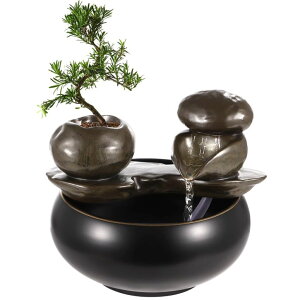 ��� ���� ��̃I�u�W�F �e�[�u���g�b�v�t�@�E���e�� �C���e���A���� Ceramic Tabletop Fountain, Ceramic Pot Fountain Desktop Water Fountain Indoor, for Indoor and Home Decoration Table Desk Office Patio �y���s�A���i�z