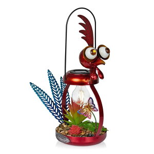�K�[�f�����C�gLED�\�[���[���C�g �\�[���[�p���[ Alpine Corporation LYT286SLR-HH Solar-Powered Metal Rooster w/Garden Enclosed LED Light Decor, Solar Patio Decor, 16''H, Red �y���s�A���i�z