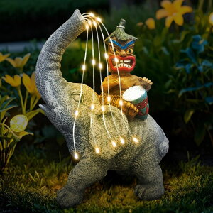 K[fCgLED\[[Cg \[[p[ OAWPKY Solar Elephant Tiki Garden Light, Solar Fountain Garden Decoration, Outdoor Solar Light for Courtyard Decoration, Gift for Women ysAiz