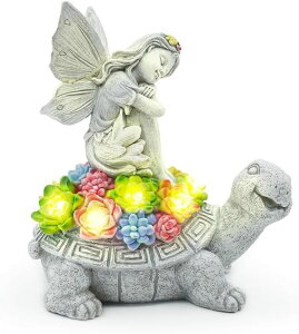 �K�[�f�����C�gLED�\�[���[���C�g �\�[���[�p���[ Aiyuolio Solar Angel Garden Statue�CSolar Garden Statue Angel and Turtle,Figurines Outdoor Decor,Outdoor Solar Statue with LED Lights for Yard,Patio,Lawn Art Decoration,Housewarming Gi 